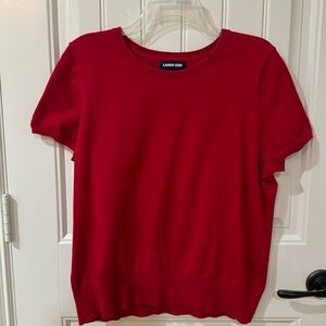 Land’s End short sleeve cotton sweater, red, Large/petite.